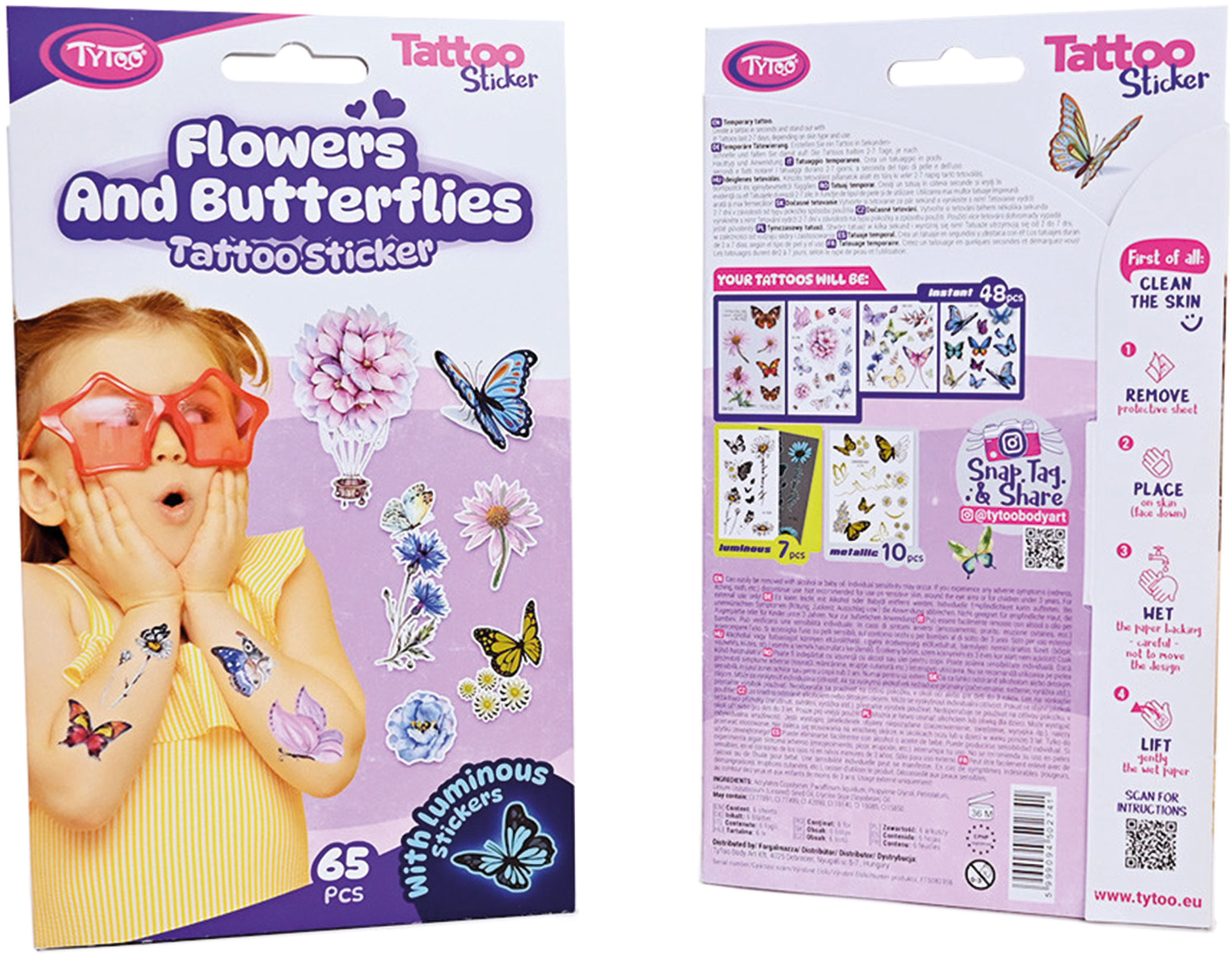 TYTOO Pillangók és Virágok tetoválás matrica szett (TY50274)