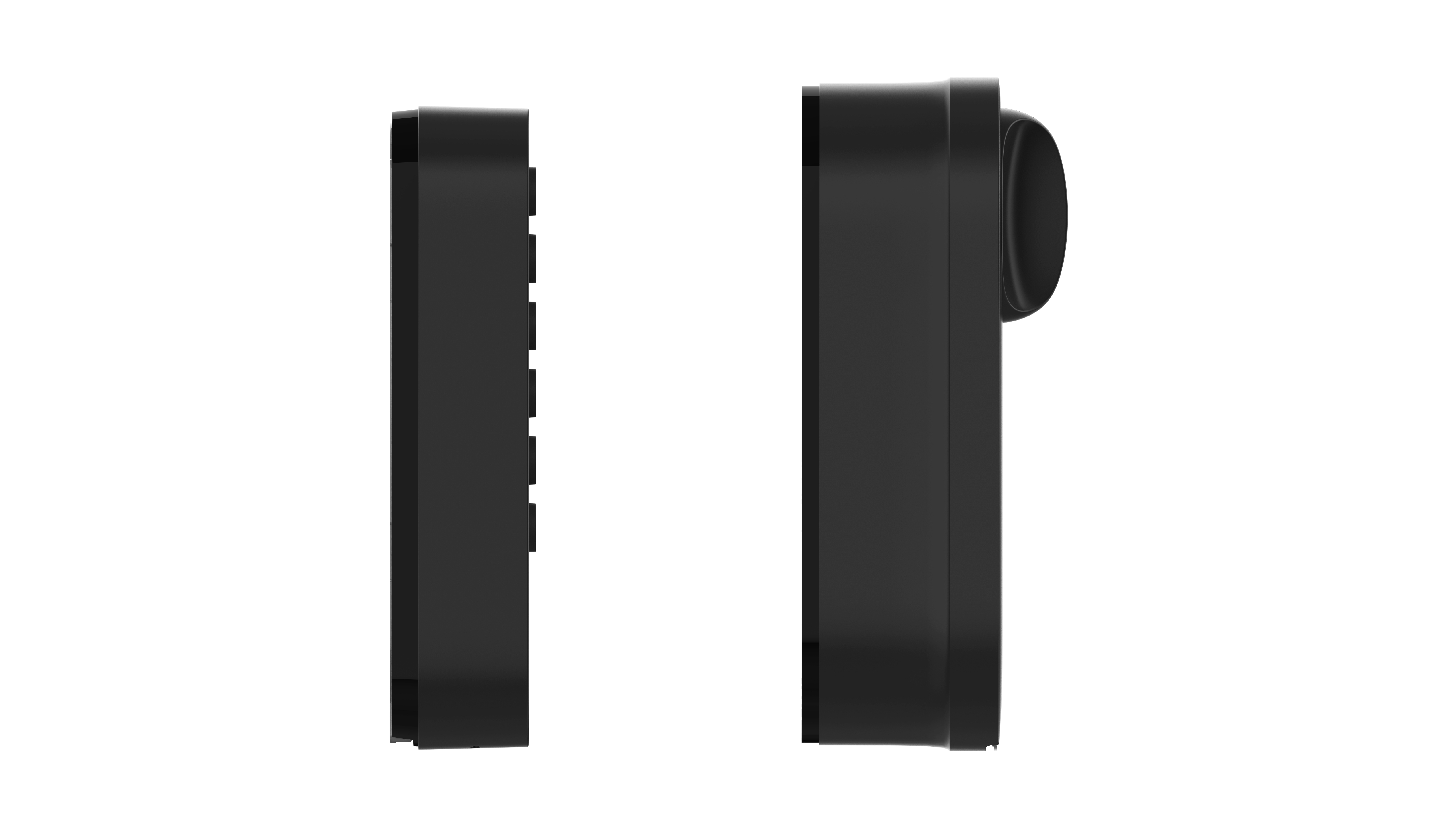 Schwarze Smart-Lock-Teile: eine Tastatur und ein kreisförmiges Türschloss.