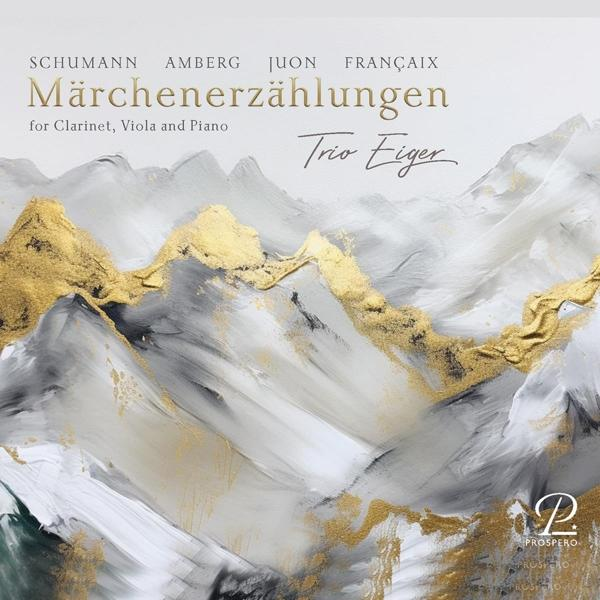 Albumcover mit gemalten Bergen und Goldakzenten, betitelt 'Märchenerzählungen'.