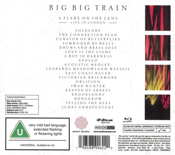 CD-Rückseite mit Titelliste. Der Künstler ist Big Big Train. Das Album heißt 'A Flare on the Lens'.