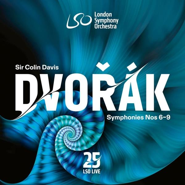 Albumcover mit blauem Spiralmuster und dem Text 'Dvořák' und 'Symphonies'.