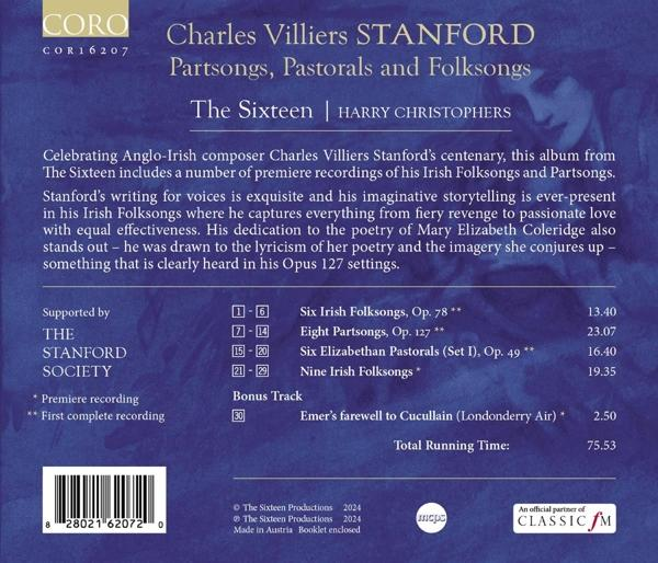 Albumcover: Charles Villiers Stanfords Partsongs, Pastorals und Folksongs von The Sixteen.