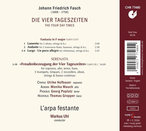 CD-Cover mit Text, Titellisten und Logos, darunter eine Partitur mit Text.