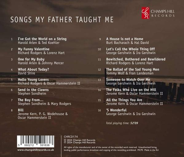 Albumcover mit Songtiteln und Künstlernamen, 'Songs My Father Taught Me'.