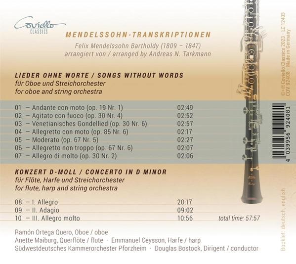 Noten für Oboe und Orchester, mit Oboe und Noten.