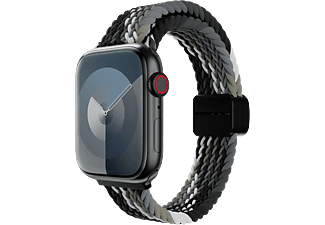 SWITCHEASY Nylon fonott pánt Apple Watch S4-S9 okosórákhoz, 38/40/41mm, fekete-szürke (SAW341237BY24)