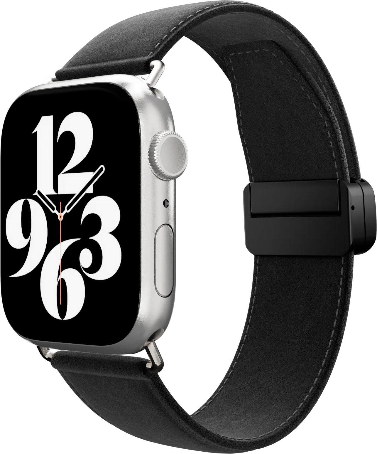 SWITCHEASY Classic bőr szíj Apple Watch S4-S9 okosórákhoz, 42/44/45/49mm, fekete (SAW459238BK24)
