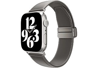 SWITCHEASY Classic bőr szíj Apple Watch S4-S9 okosórákhoz, 42/44/45/49mm, szürke (SAW459238GR24)