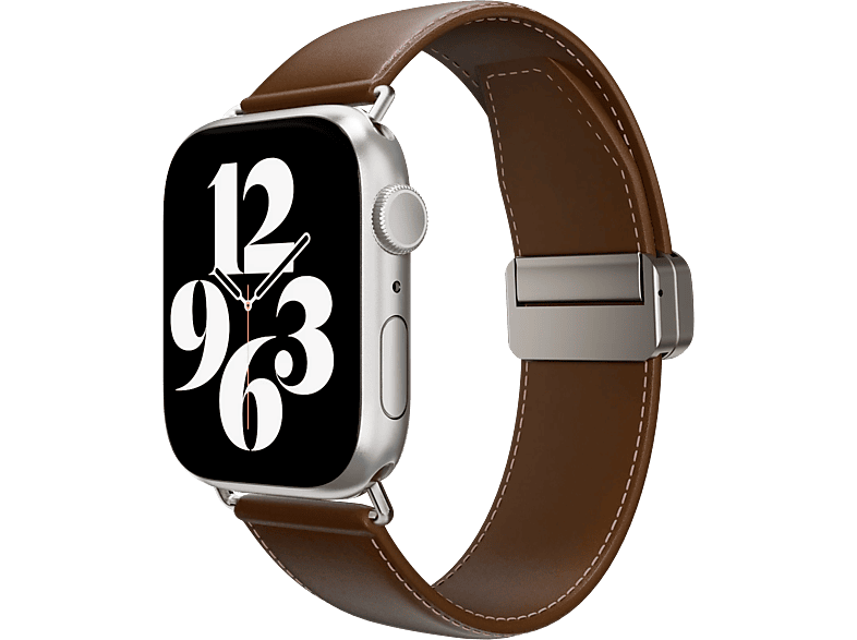 SWITCHEASY Classic bőr szíj Apple Watch S4-S9 okosórákhoz, 42/44/45/49mm, barna (SAW459238BN24)