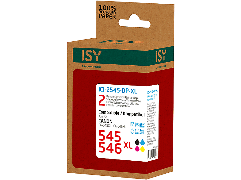 Thumbnail - ISY ICI-2545-DP-XL Tintenpatrone Mehrfarbig (Doppelpack 2 Canon PG-545XL bk + CL-546XL cl)