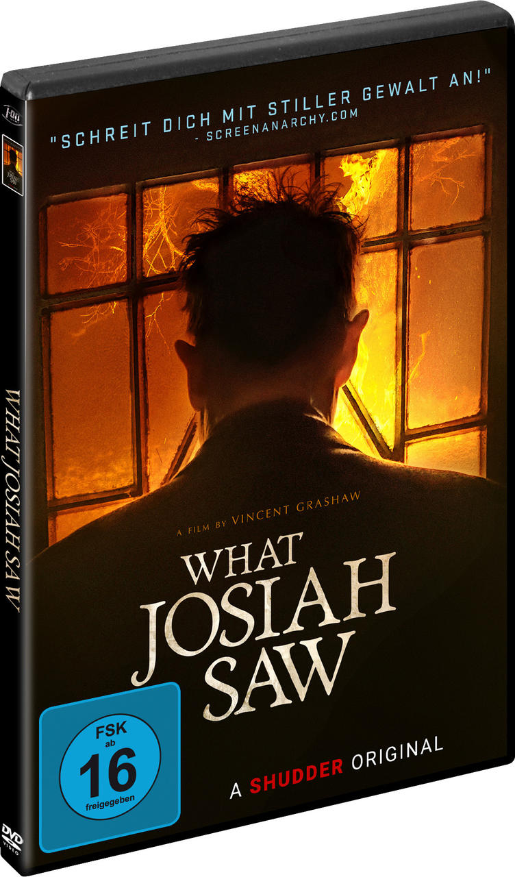 DVD-Hülle des Films 'What Josiah Saw' mit einem Mann und einem Fenster im Hintergrund.