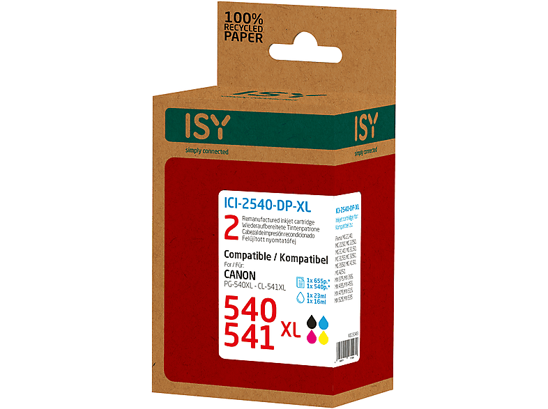 Thumbnail - ISY ICI-2540-DP-XL Tintenpatrone Mehrfarbig (Doppelpack 2 Canon PG-540XL bk + CL-541XL cl)