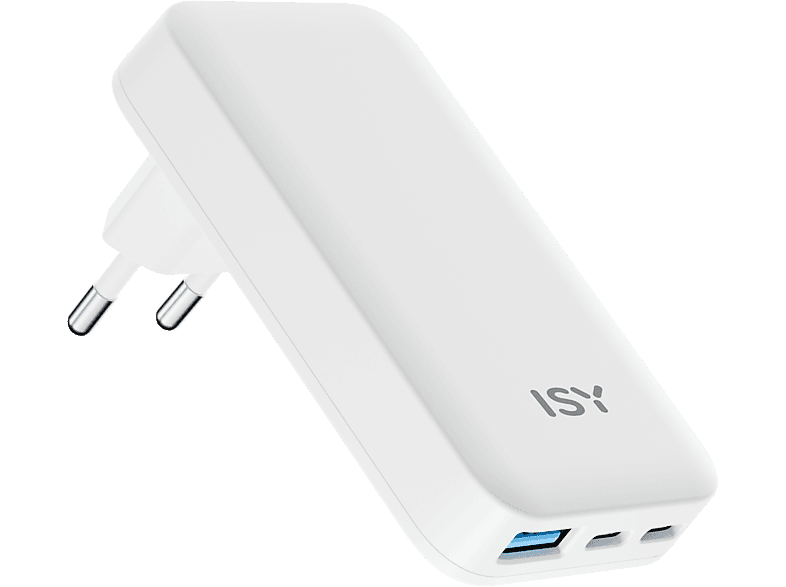 ISY IAC-6065 Flaches 65W GaN Ladegerät Universal, Weiß