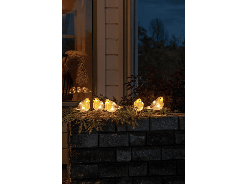 Thumbnail - KONSTSMIDE LED Acryl Rotkehlchen 5er-Set Weihnachtsbeleuchtung, Orange, Warm Weiß