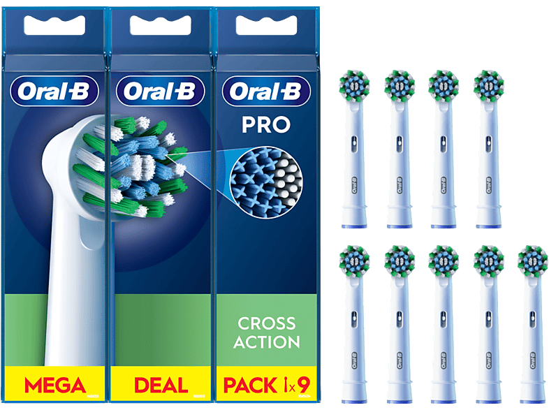 Oral-B CrossAction Opzetborstels 9 stuks