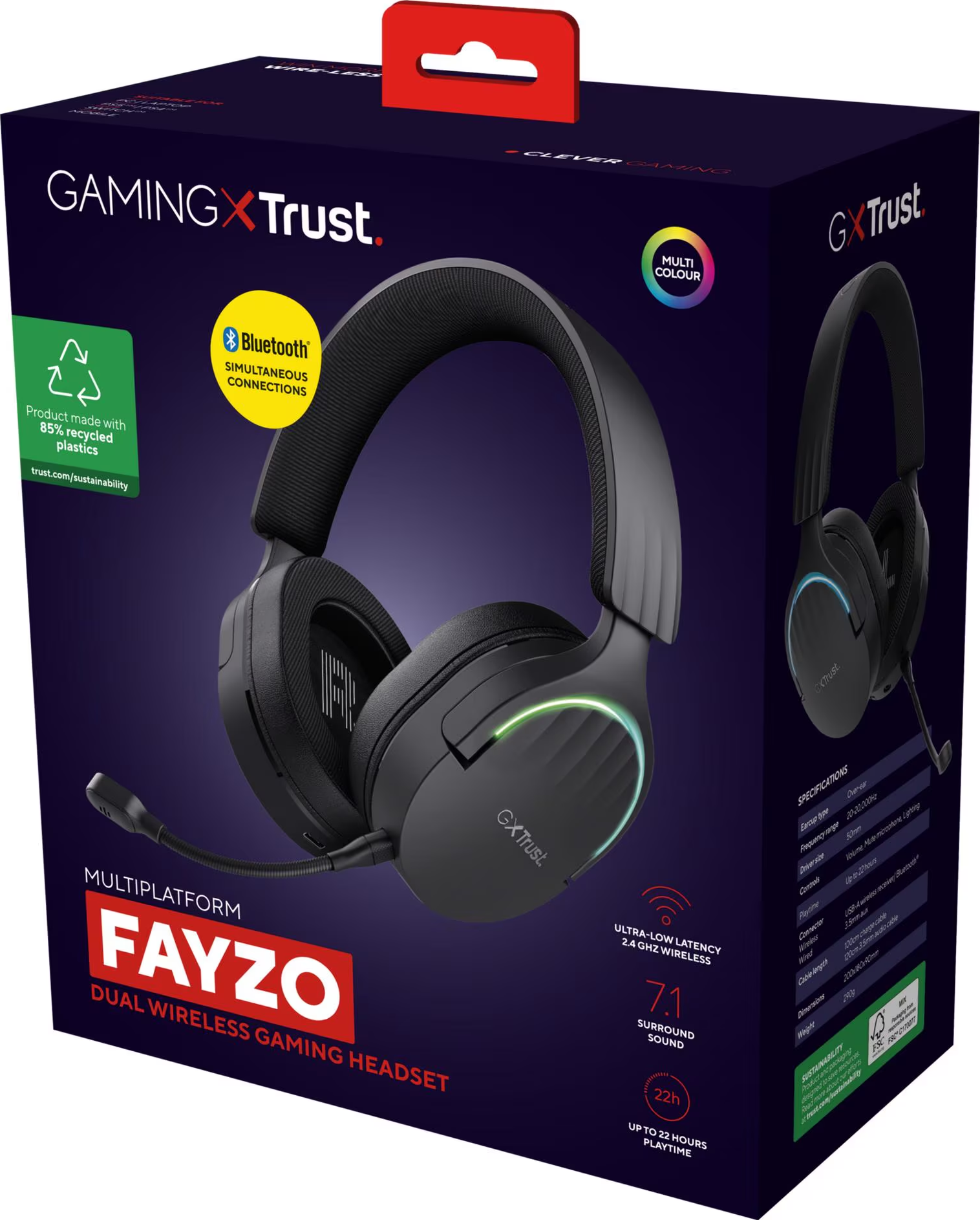 TRUST GXT 491W Fayzo Wireless, Over-ear Cuffie da gaming Bluetooth Nero