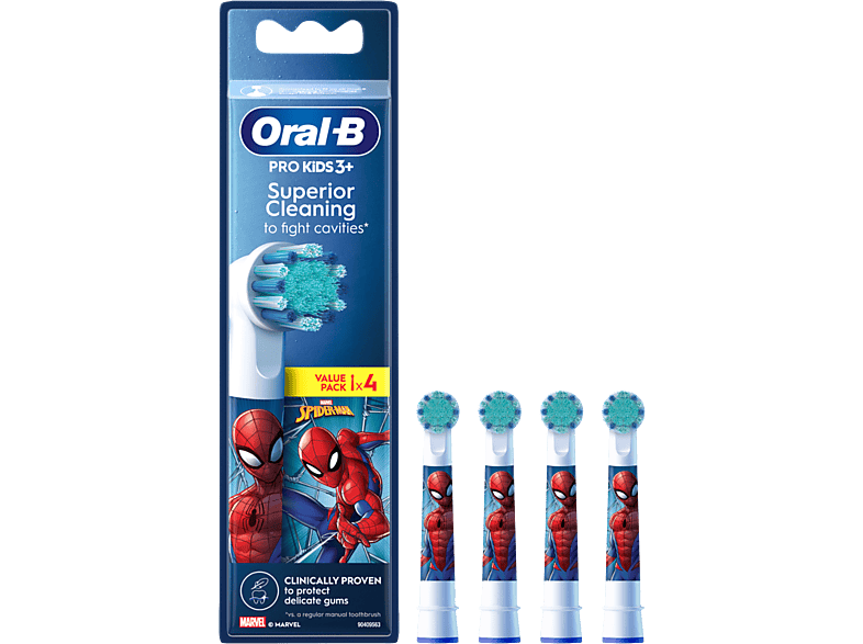 Oral-B Kids Spider-Man Replacement Toothbrush Heads 4-Pack