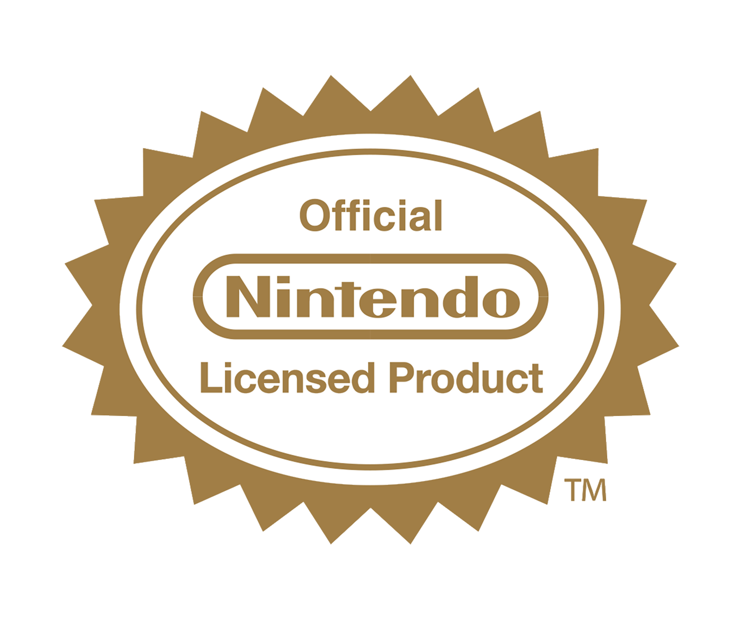 Offizielles Nintendo-Lizenzprodukt-Logo auf goldenem Sternenhintergrund.