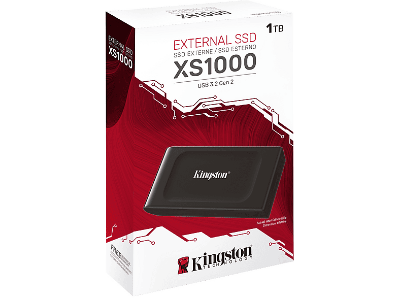KINGSTON 1TB XS1000 SSD Festplatte, USB-C 3.2 Gen2, Extern, R1050/W1000 MB/s, Schwarz — Foto 5 von 5
