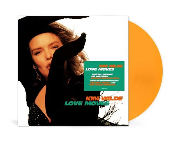 Kim Wilde album borítója, egy bakelit lemezzel. Narancssárga bakelit és egy fekete-fehér kép.