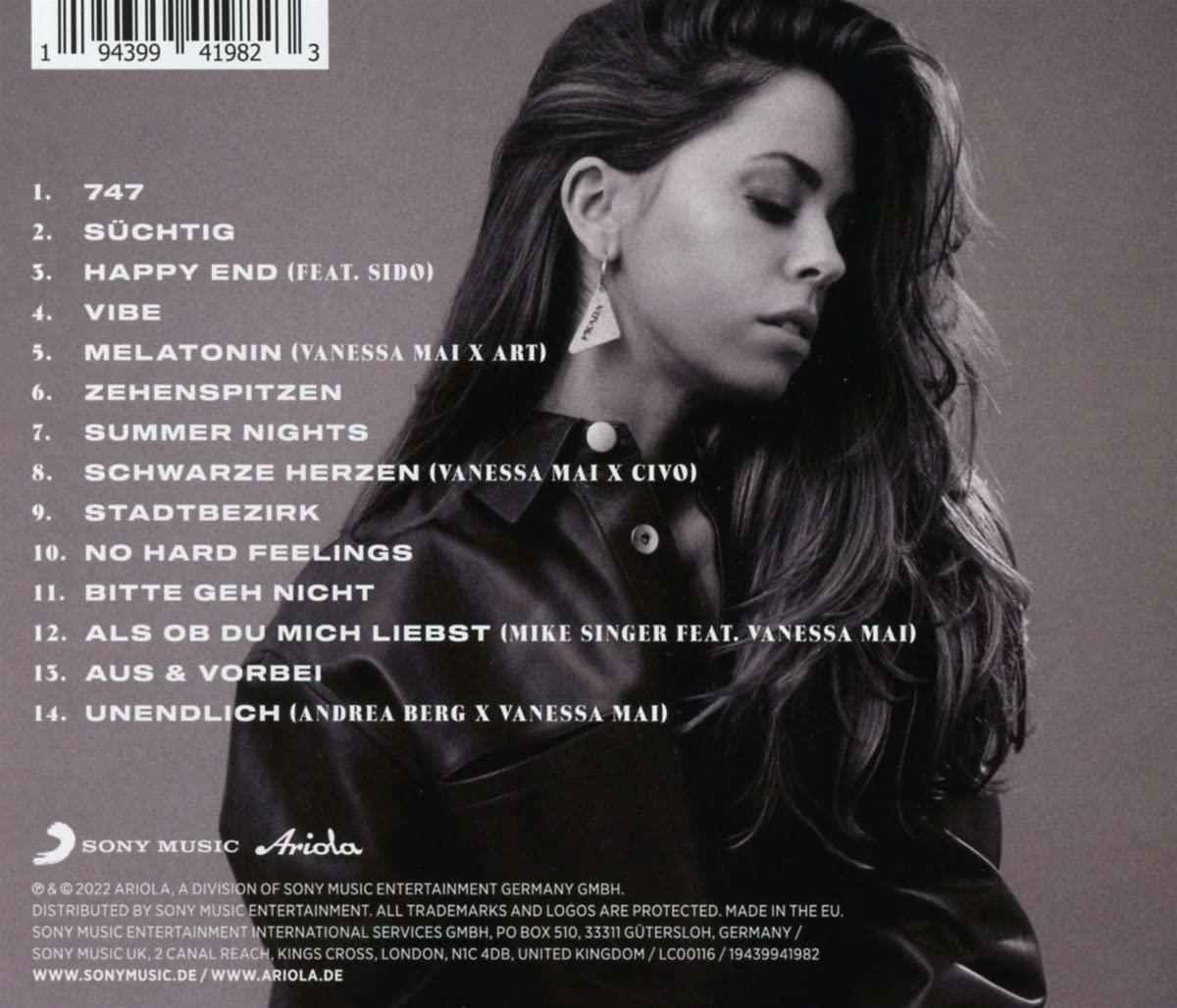 Rückseite einer CD. Schwarz-Weiß-Bild einer Frau und die Titelliste.