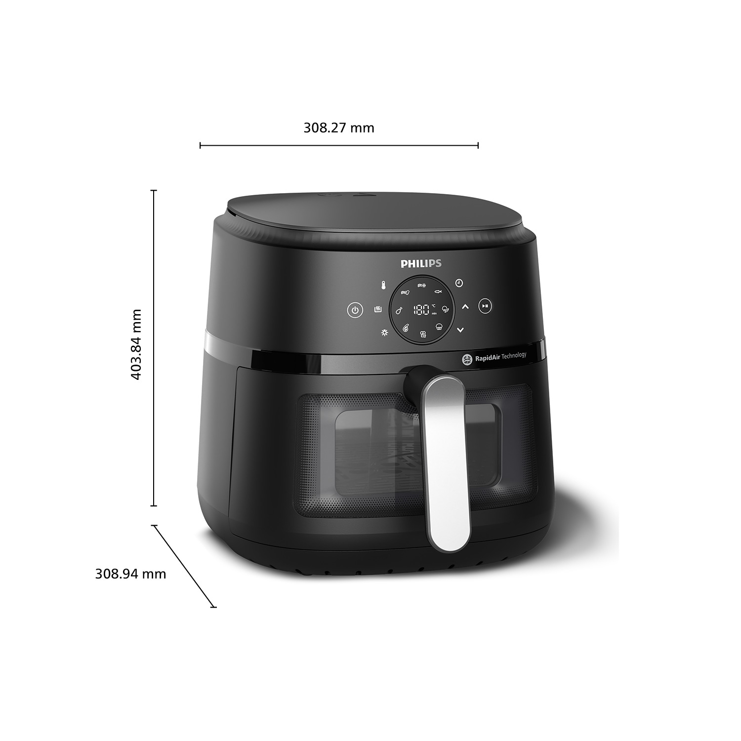 Cafetera KitchenAid blanca y crema con boquilla negra y un recipiente de leche transparente.