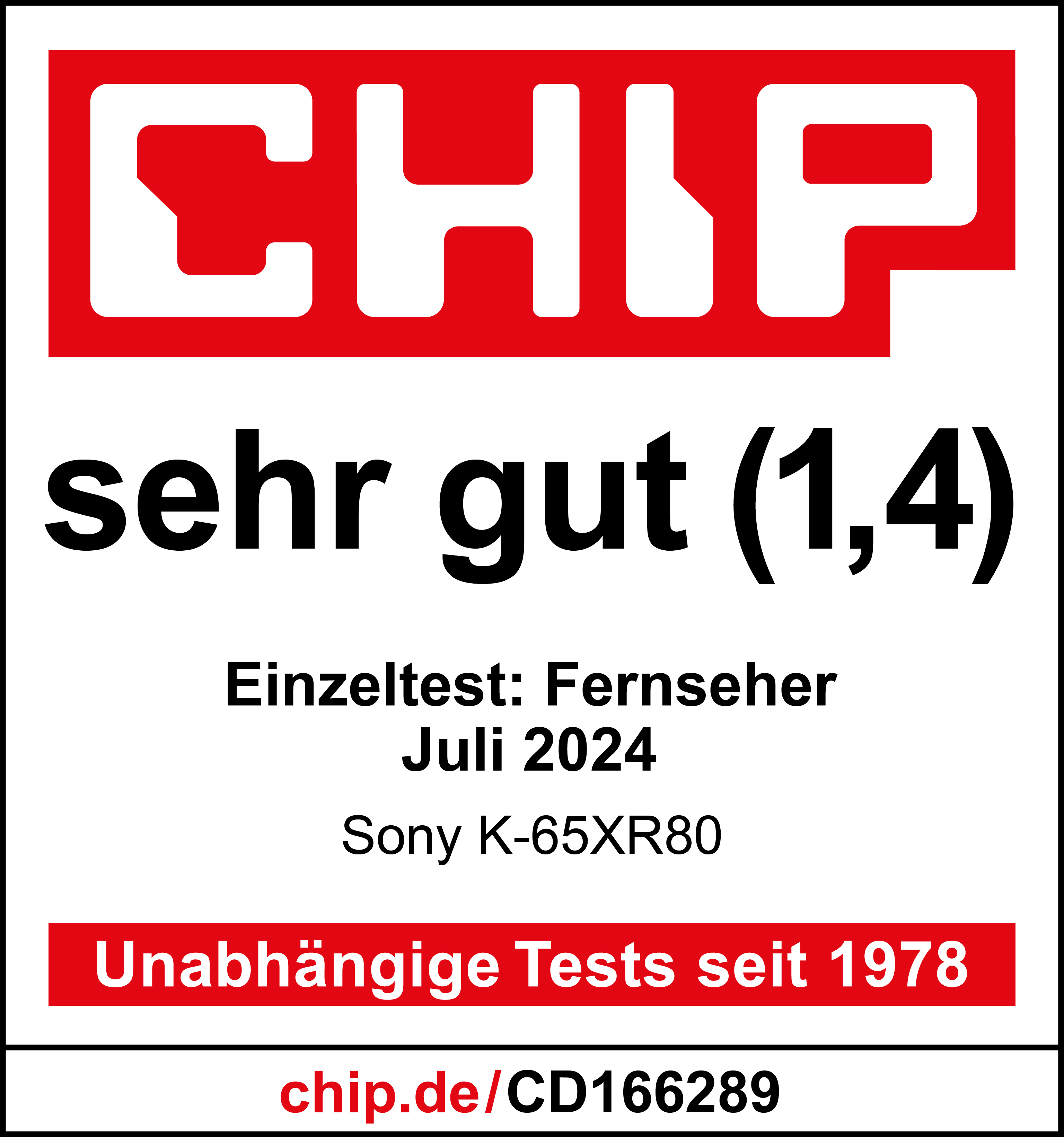 Ein rotes Rechteck mit weißem Text. Darunter schwarzer Text und eine Website-URL unten.