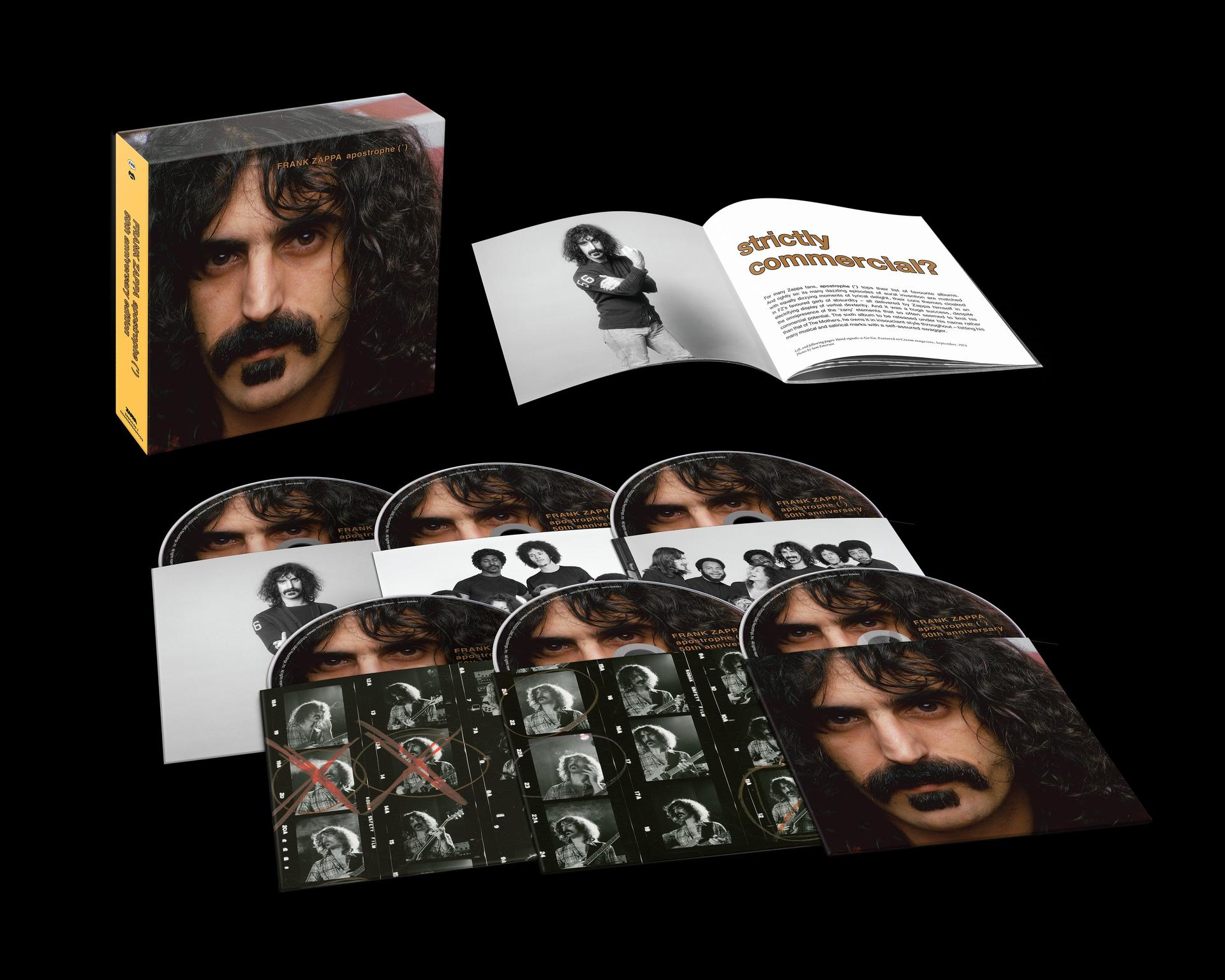 Frank Zappa Musik-Compilation-Box-Set mit CDs und Fotos.