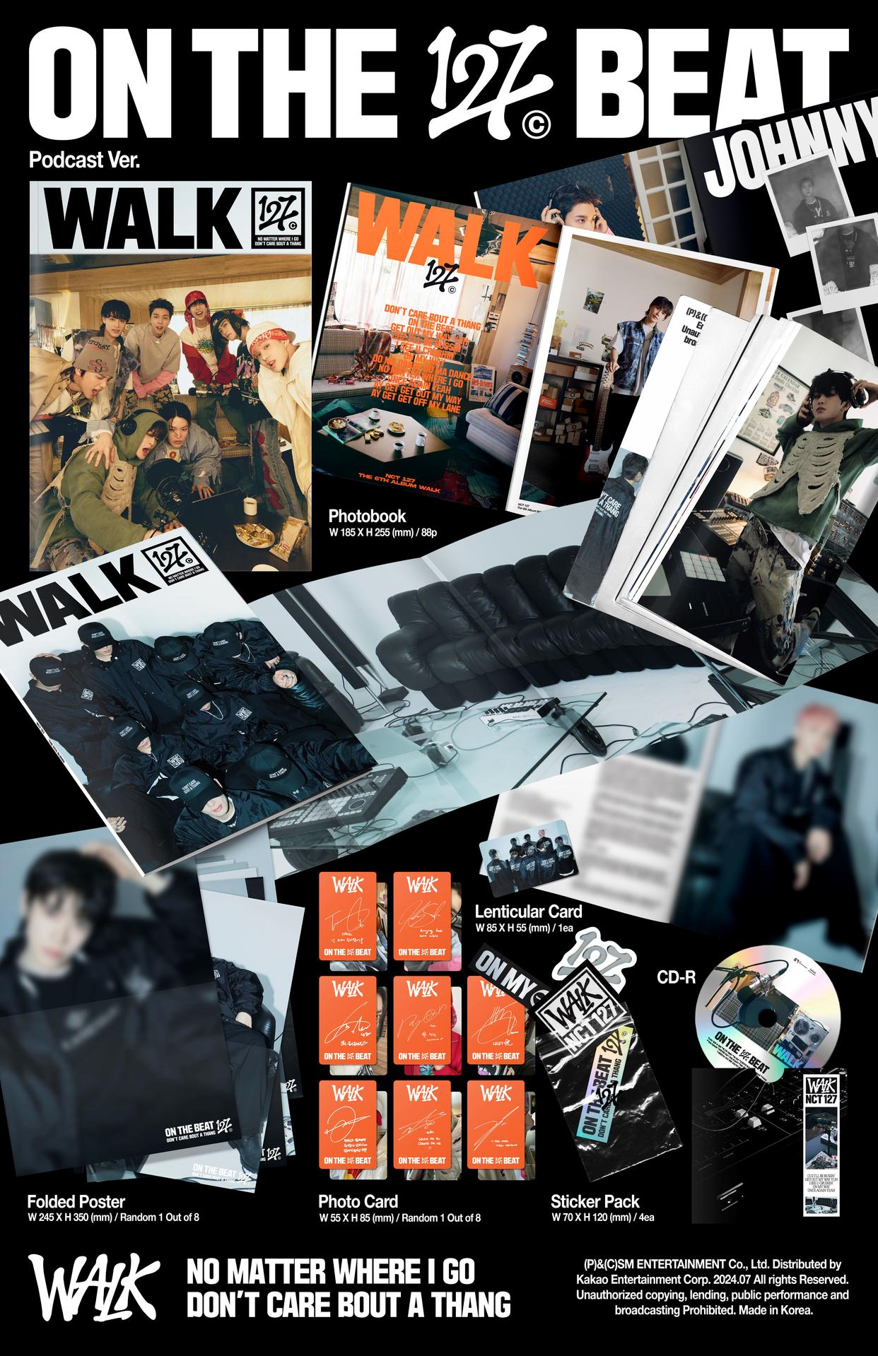 Collage von Werbeartikeln für ein Produkt namens WALK. Poster, Fotos und andere Artikel.