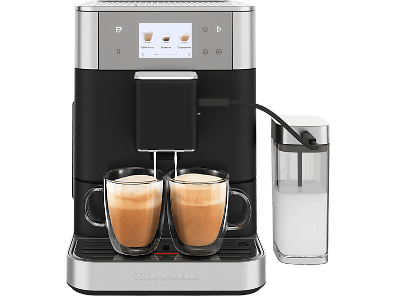 Kitchen Aid 5KES8557EBK KF7 Espresso-Kollektion Kaffeevollautomat (Gusseisen Schwarz, 15 bar, externer Milchbehälter)