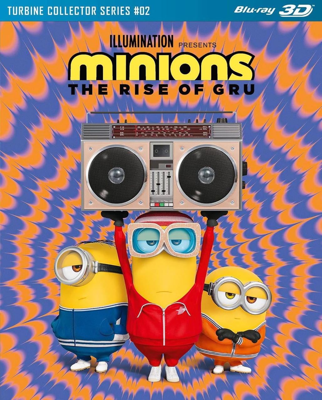 Minions Filmcover. Minions halten eine Boombox. Titel: The Rise of Gru.