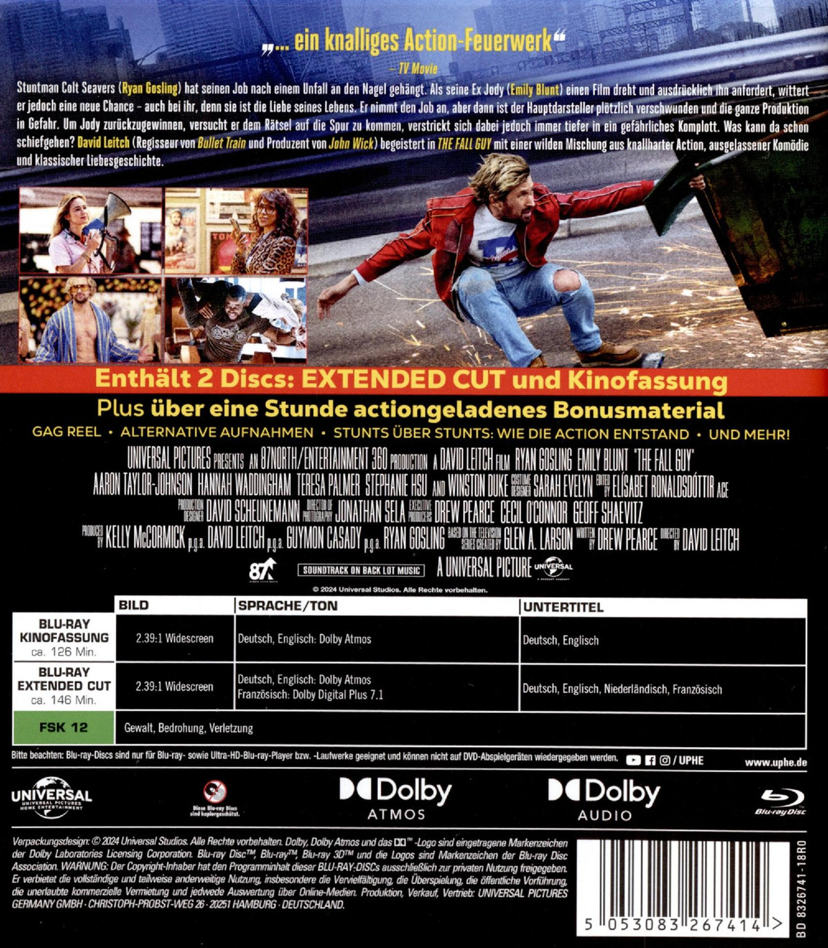 DVD-Hülle Rückseite mit Bild eines Mannes, der rutscht, Filmtitel und anderem Text.