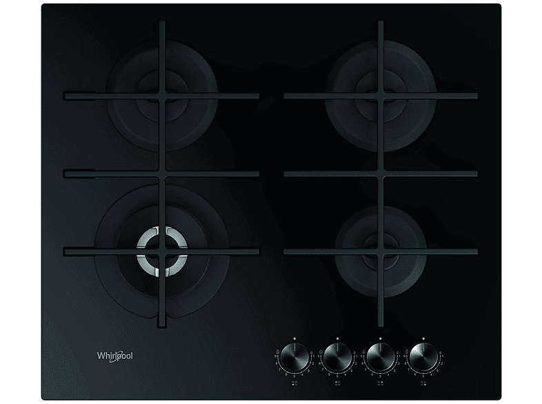 Whirlpool GOWL 628 / NB, 4 zonas, Gas natural, 59 cm, Negro