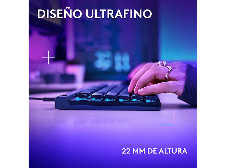 Teclado gaming - Logitech G G515 TKL, Cable, Teclas RGB Lightsync/Personalizables, Modo de juego, Interruptores mecánicos GL perfil bajo, Negro