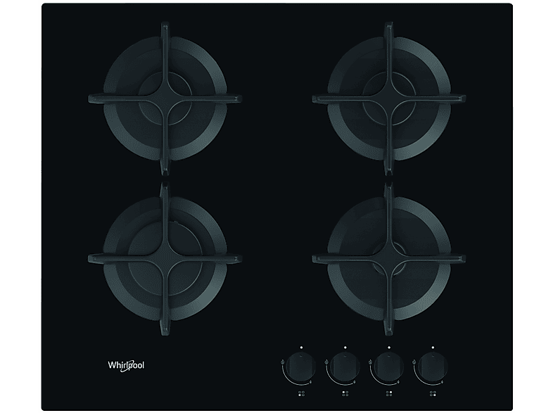 Whirlpool GOB 616/NB, 4 zonas, Gas natural, 59 cm, Negro