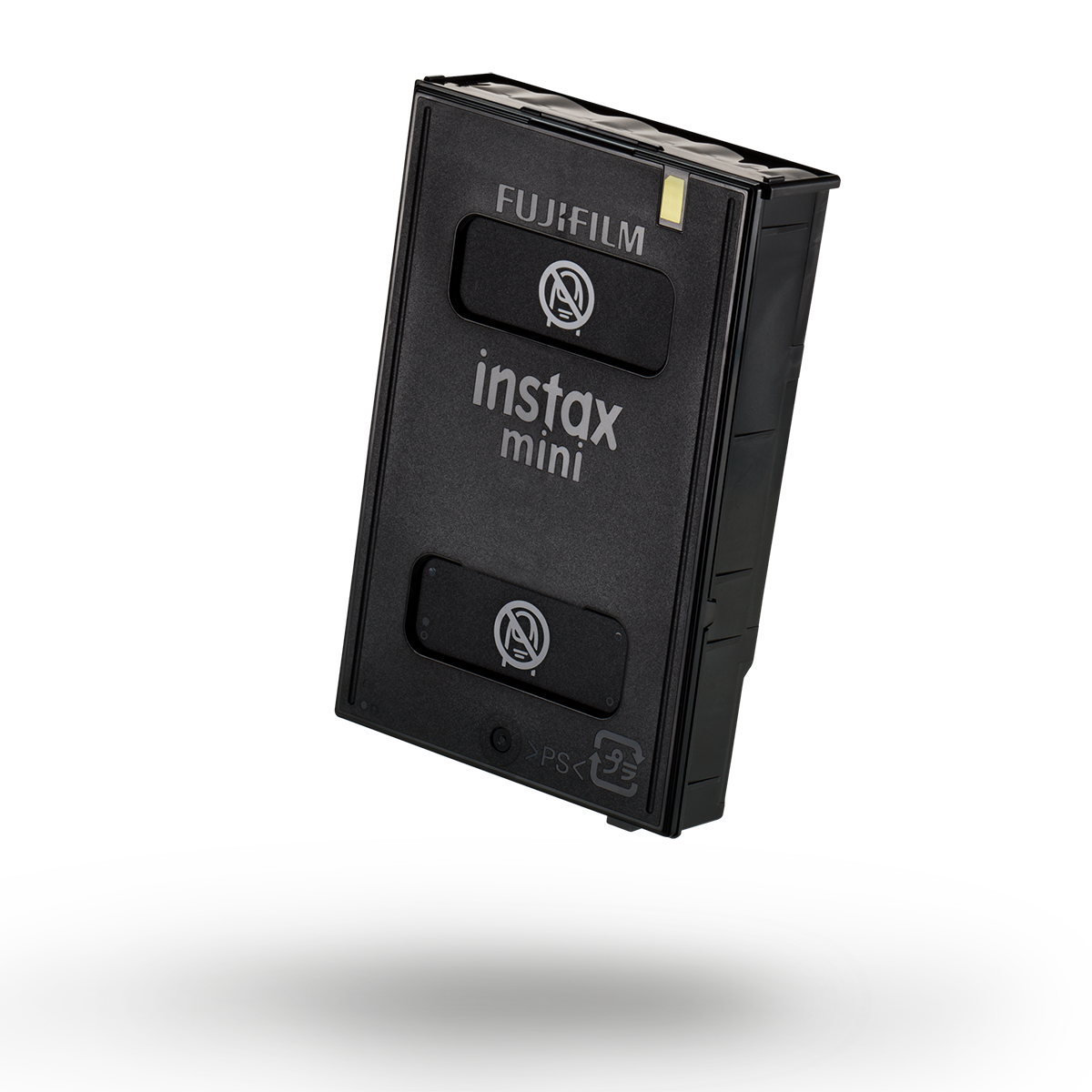 Czarny wkład filmu do aparatu Instax Mini z logo Fujifilm.