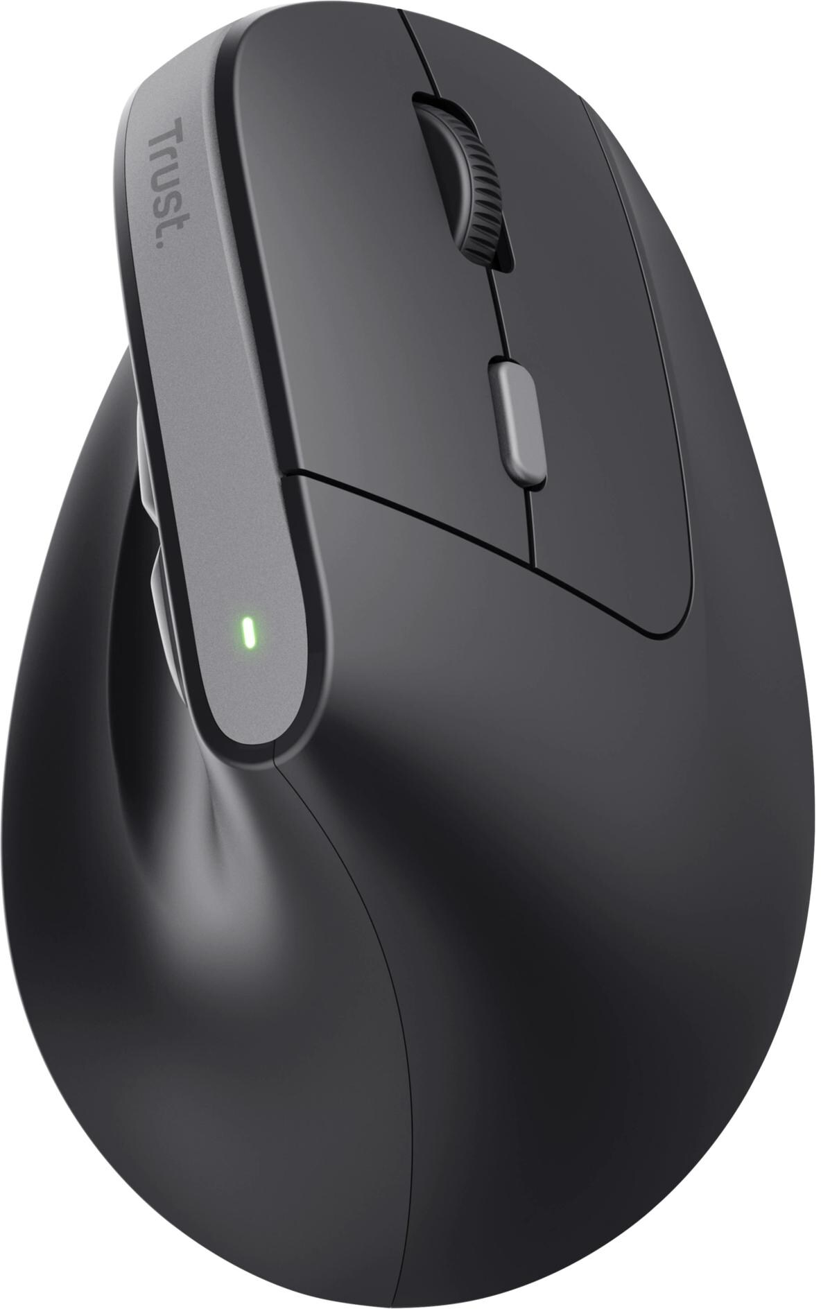 TRUST Bayo II Wireless Mouse ergonomico, Senza fili, cablato, 2400 dpi, Ottica con LED, Nero