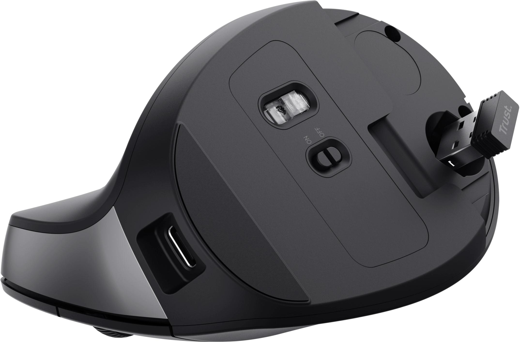 TRUST Bayo II Wireless Mouse ergonomico, Senza fili, cablato, 2400 dpi, Ottica con LED, Nero