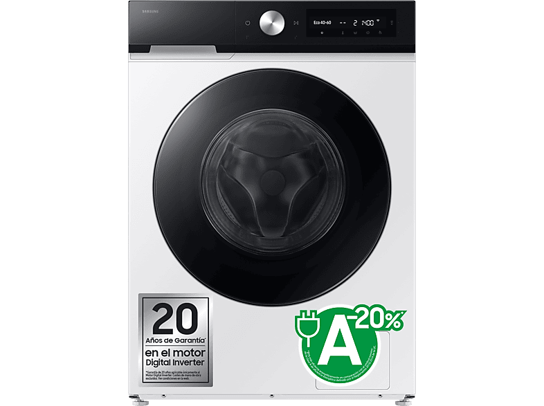 REACONDICIONADO Seminuevo Bueno Lavadora carga frontal - Samsung WW11DB7B94GEU3, 11kg, 1400rpm, Autodosis, AI EcoBubble™, WiFi SmartThings™, Blanco
