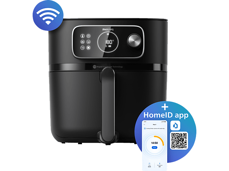 PHILIPS HD9876/90 Airfryer Connected XXL Series 7000 8.3L Heißluftfritteuse 2200 Watt Schwarz