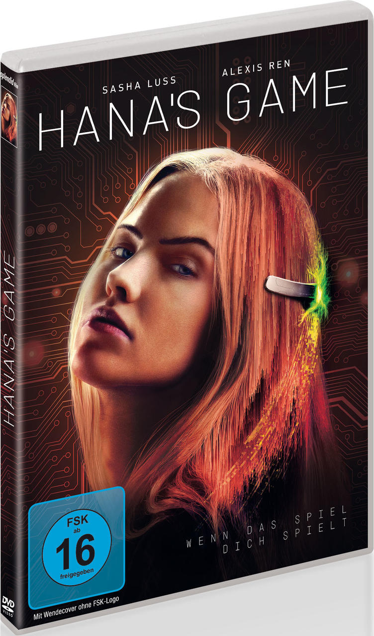 DVD-Hülle von "Hana's Game" mit Sasha Luss und Alexis Ren. Das Cover zeigt eine Frau mit einem Chip.