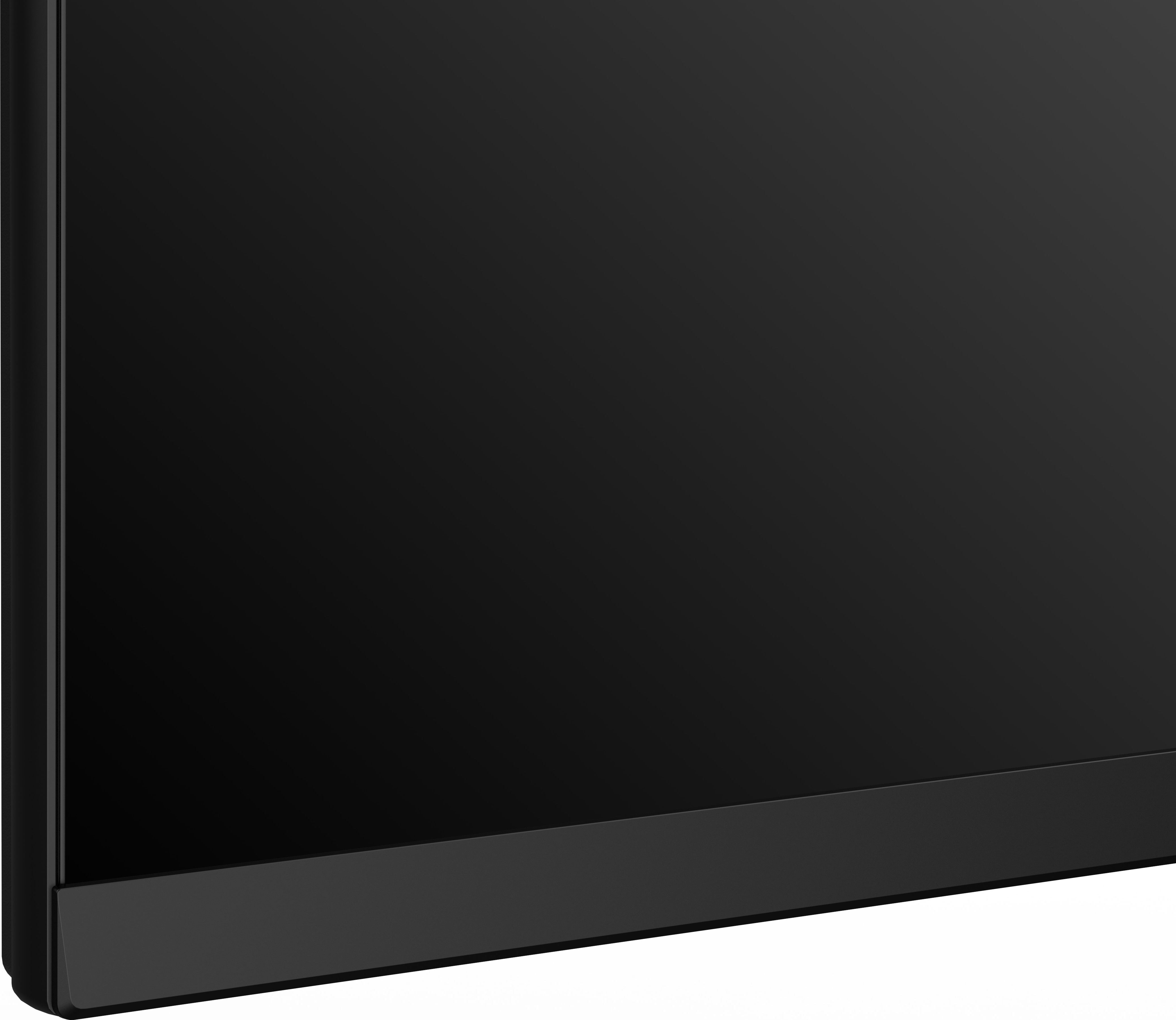 Gros plan d'une télévision noire avec un fin cadre noir.