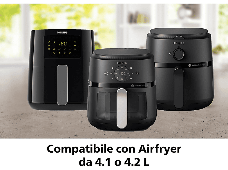 Tortiera Per Friggitrice Ad Aria In Acciaio – Adatta Per Philips HD9925 HD9860 HD9905, Antiaderente Lavabile In Lavastoviglie, 18 Cm - 2