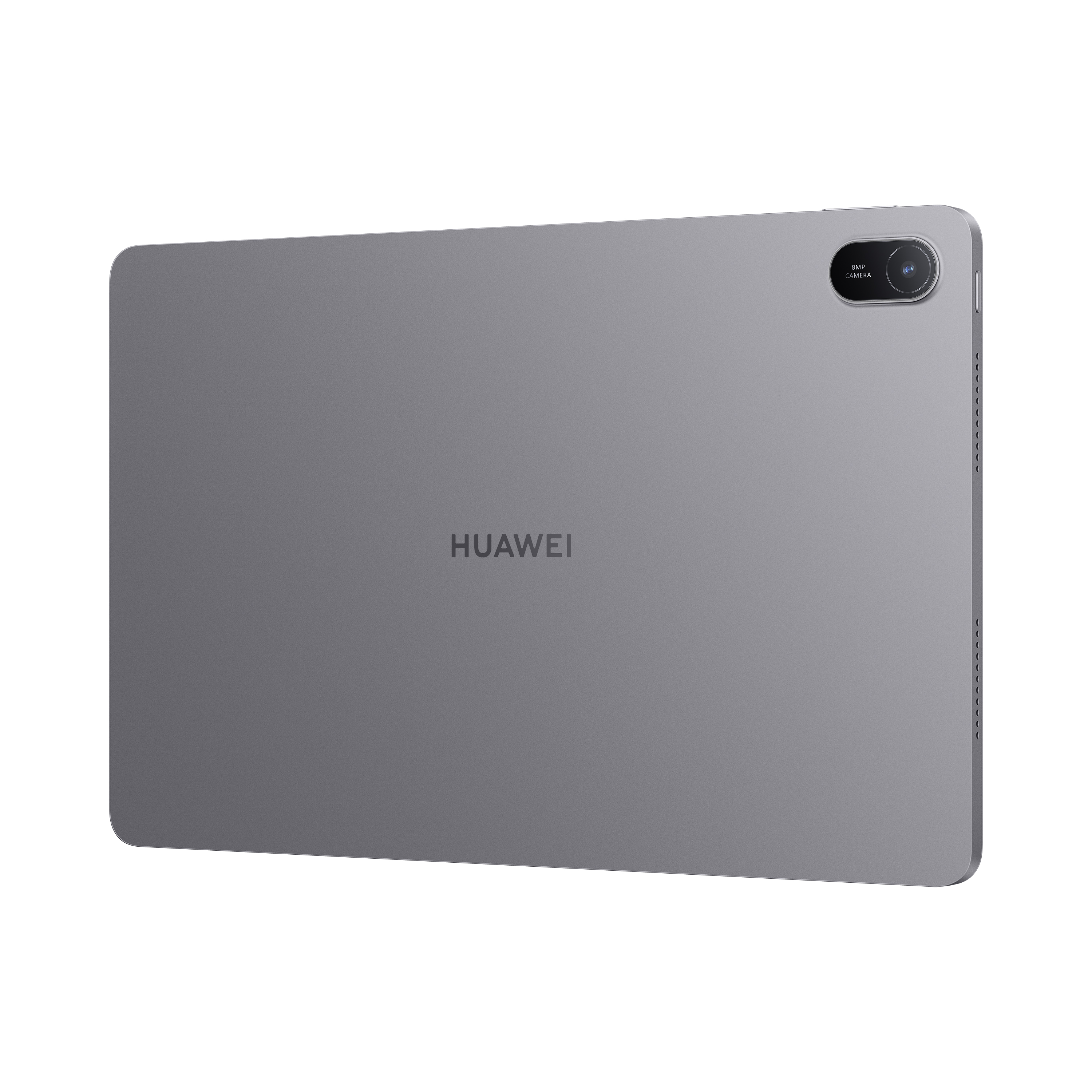HUAWEI yazılı gri tablet. Üst köşede bir kamera var.