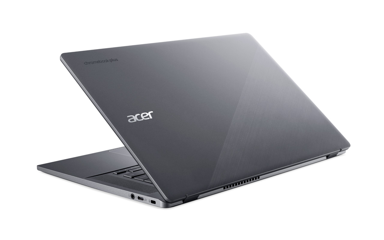 A gray laptop on a white background. The Acer logo is visible.