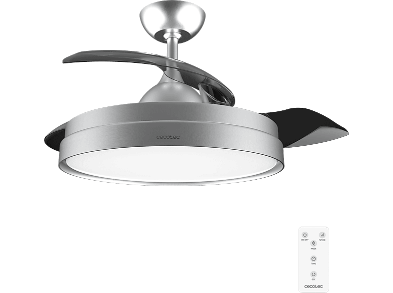 Ventilador de techo con luz - Cecotec EnergySilence Aero 4280 Invisible Steel, 40 W, 6 velocidades, 42", Temporizador 8h, Iluminación LED, Grey