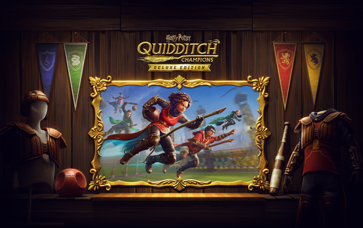 Harry Potter Quidditch Champions Deluxe Edition game cover met kunst.