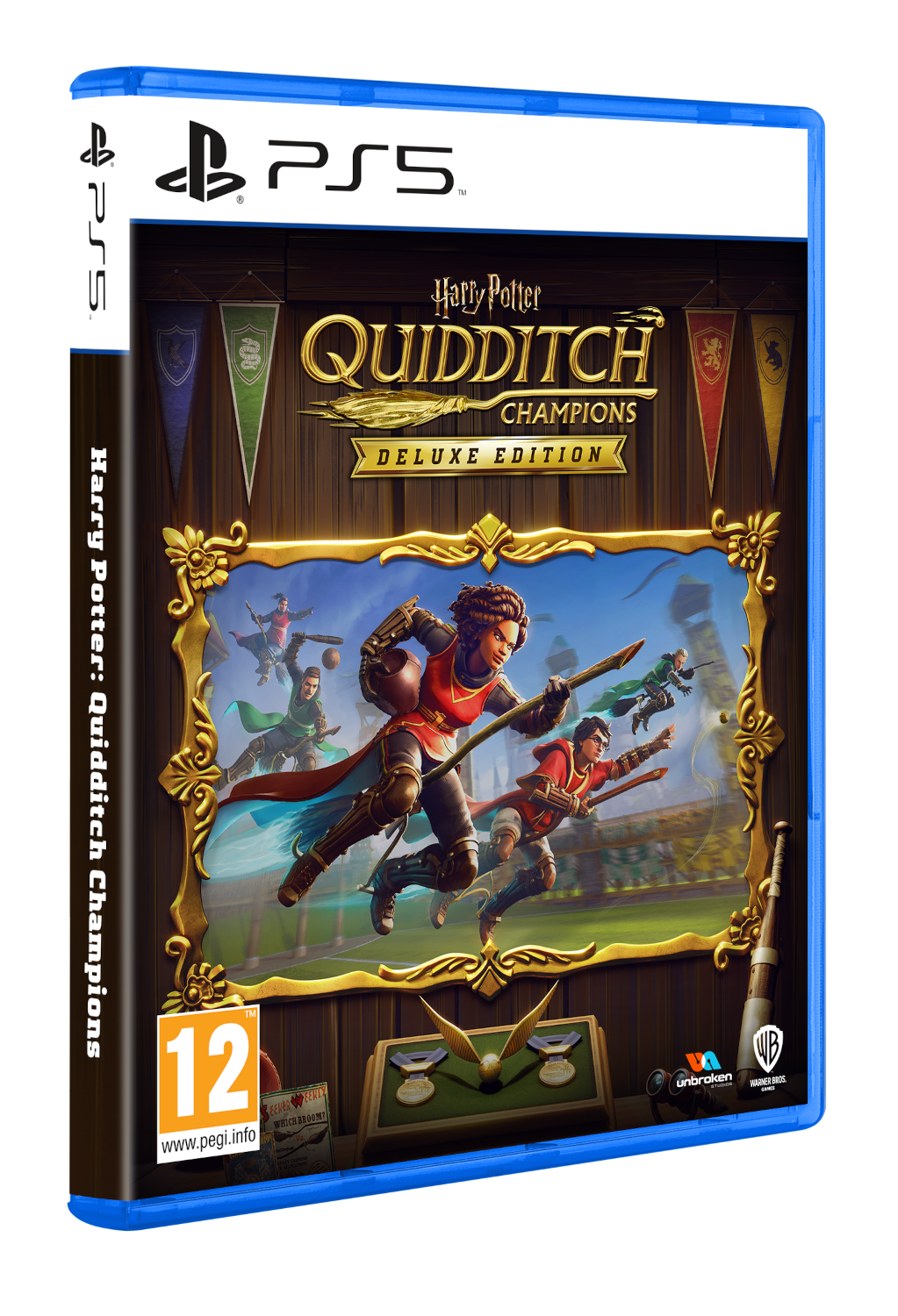 PS5-gamecase voor Harry Potter Quidditch Champions, met gamekarakters.