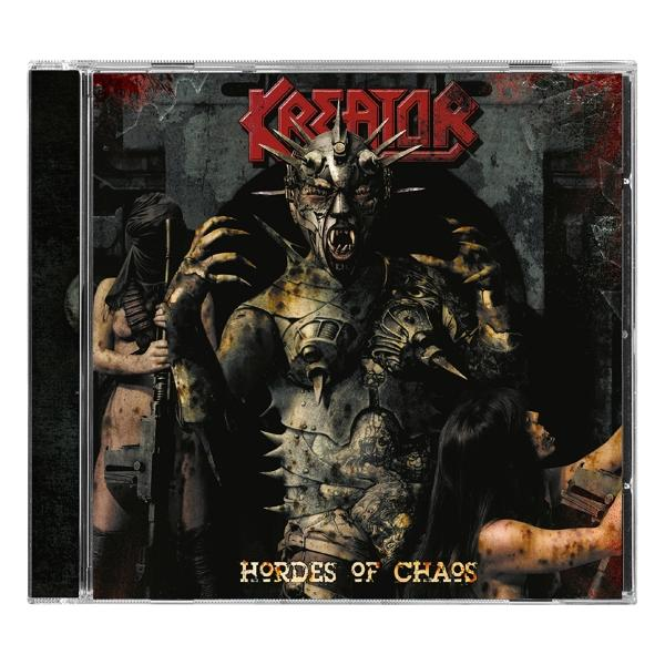 CD-Cover für Kreator, mit einer dämonischen Figur und anderen Figuren in einer höllischen Szene.