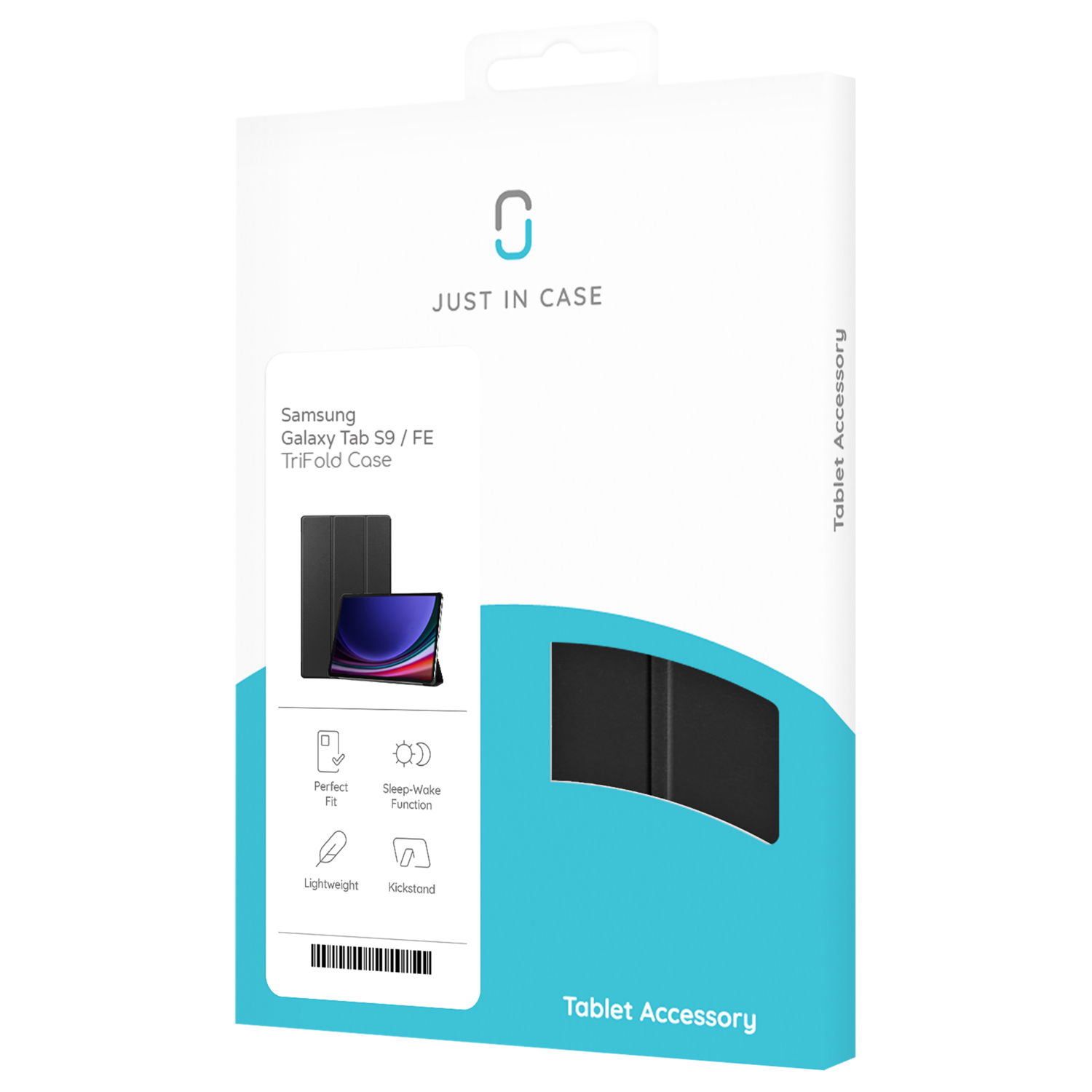 Tablet case box with a tablet illustration and text.